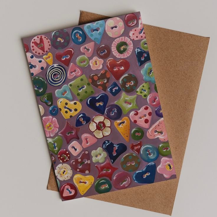 ‘CUTE AS A BUTTON’ greeting card