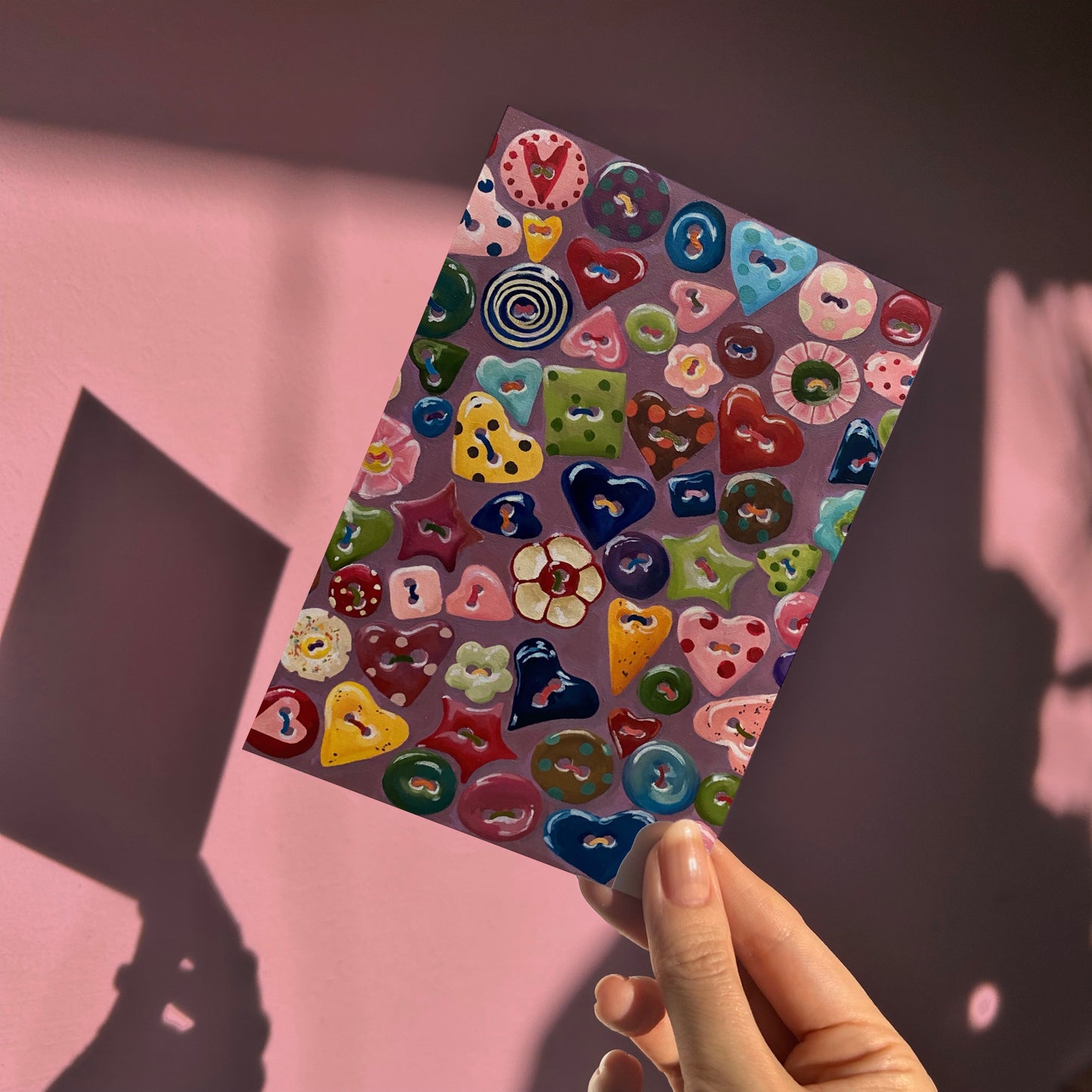 ‘CUTE AS A BUTTON’ greeting card