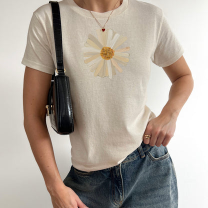 ‘PATCHWORK’ yellow detail baby tee