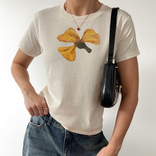 ‘FLEUR’ yellow detail baby tee