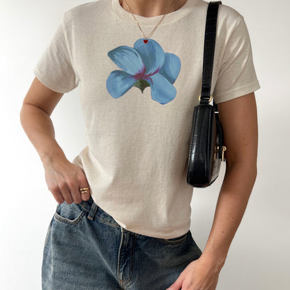 ‘PATCHWORK’ blue detail baby tee