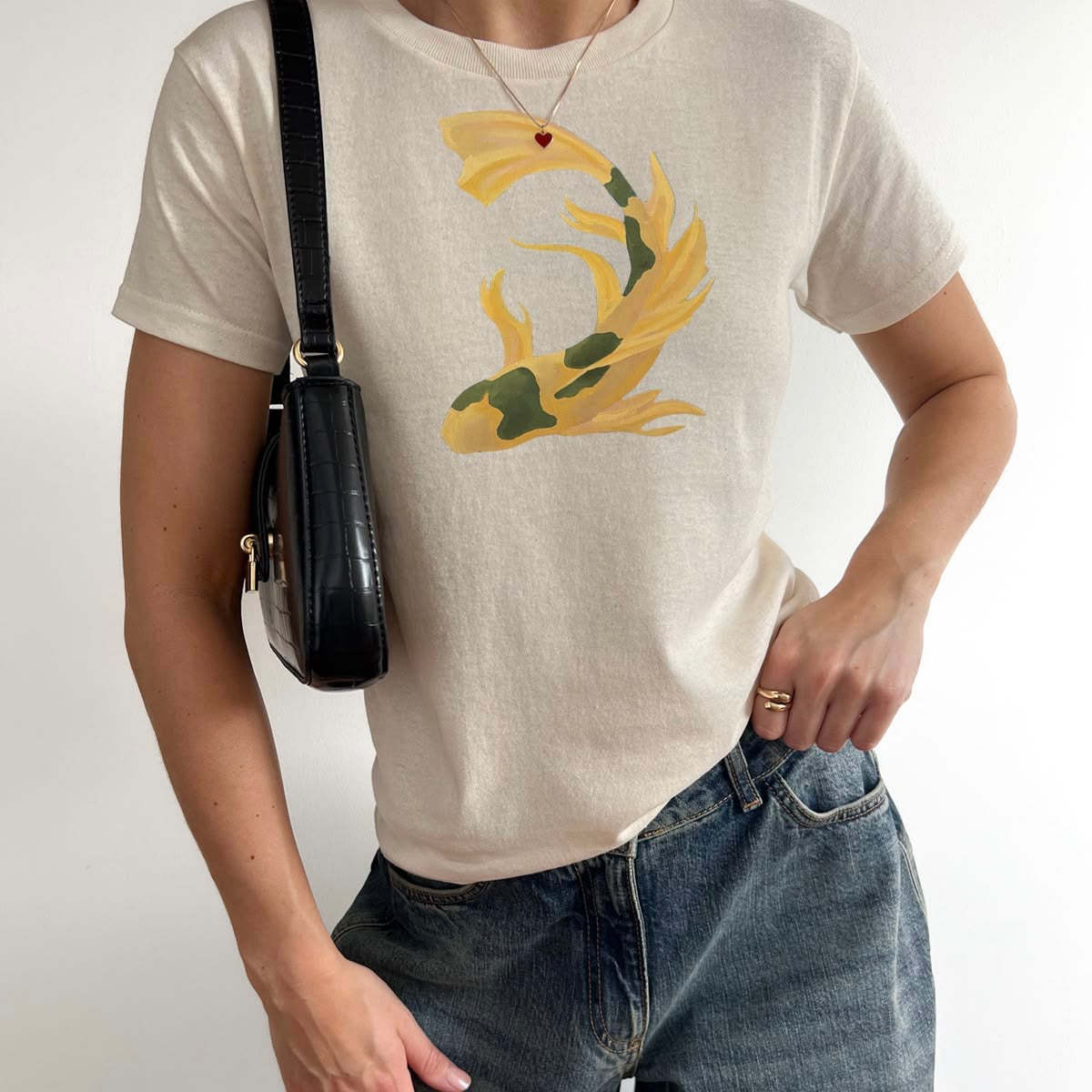 ‘KOI’ yellow detail baby tee
