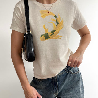 ‘KOI’ yellow detail baby tee