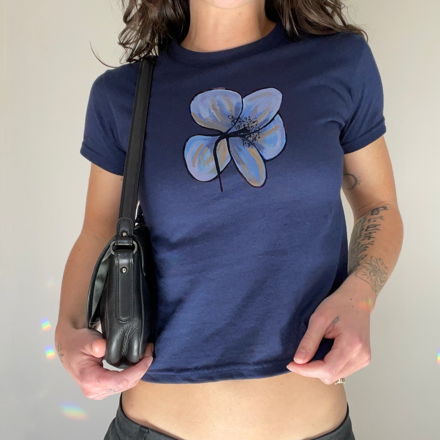 ‘PATCHWORK’ blue detail baby tee