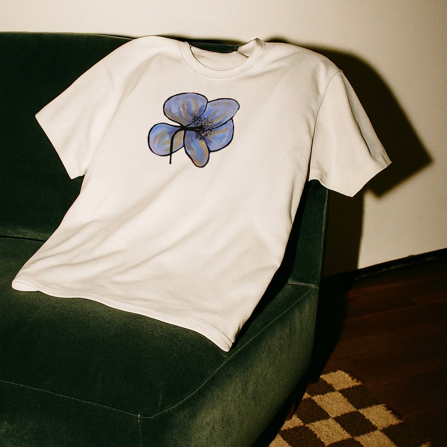 ‘PATCHWORK’ blue detail baby tee