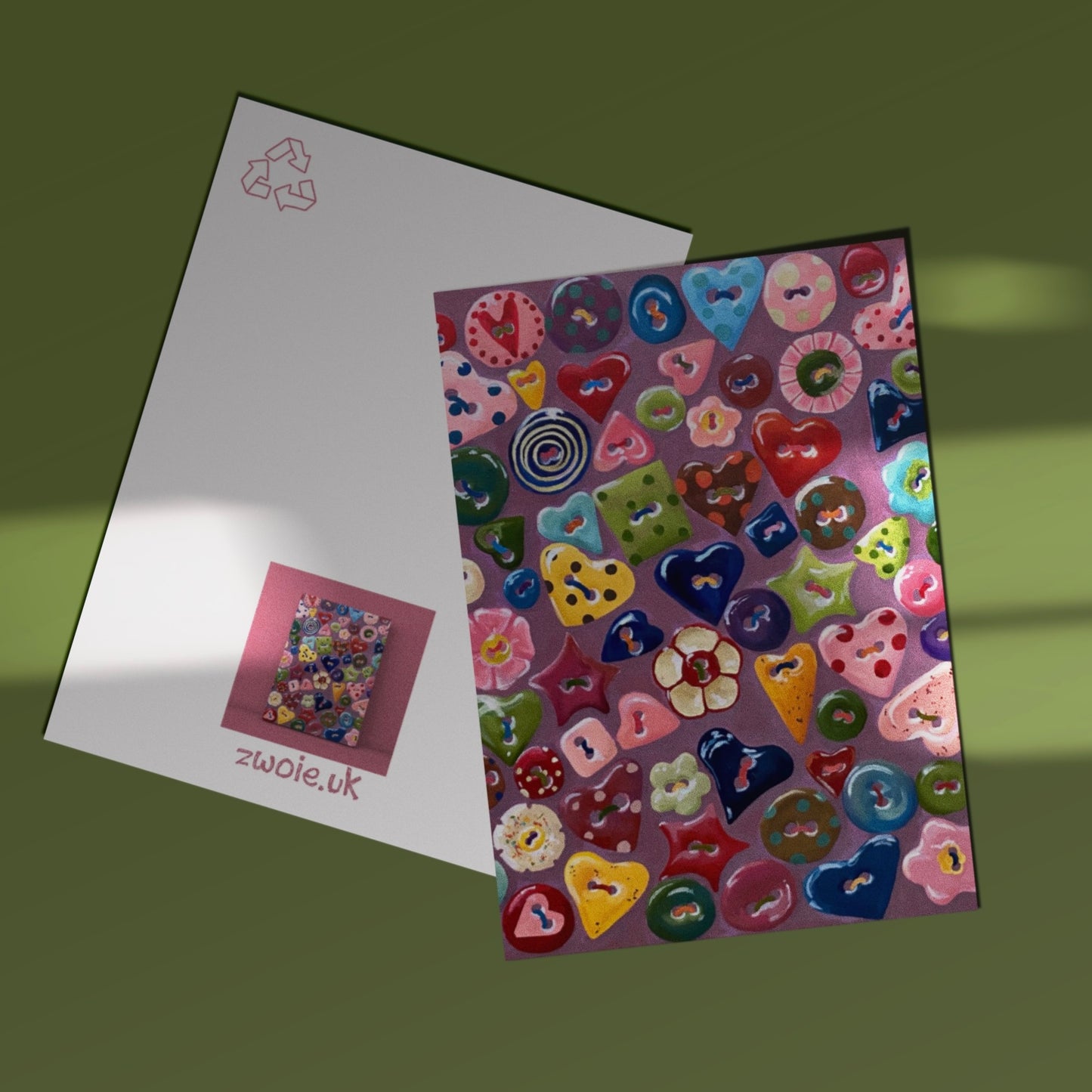 ‘CUTE AS A BUTTON’ greeting card