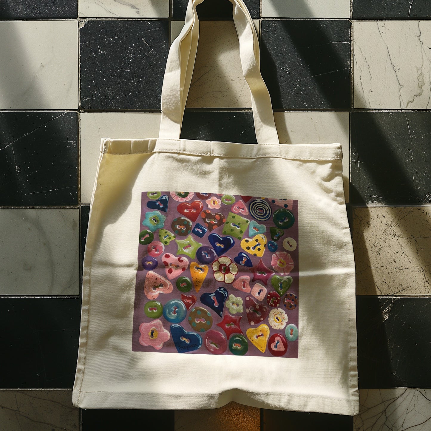 ‘CUTE AS A BUTTON’ eco tote bag